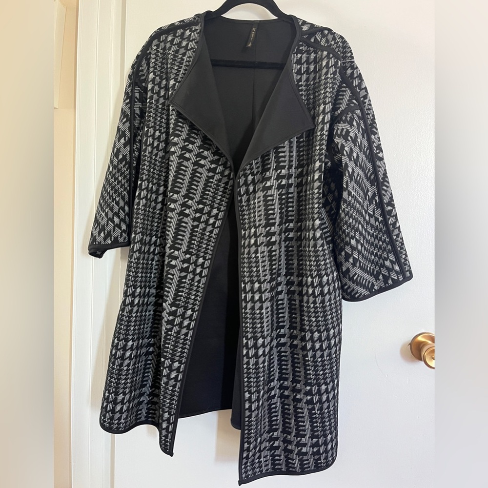 IC by Connie K oversized sweater jacket size small 
Black and Gray Sweat…